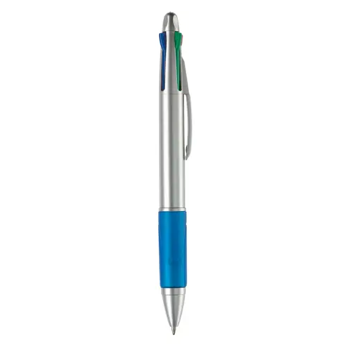 Penna a sfera in plastica disponibile in vari colori con 4 refill nero rosso blu e verde