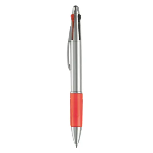 Penna a sfera in plastica disponibile in vari colori con 4 refill nero rosso blu e verde