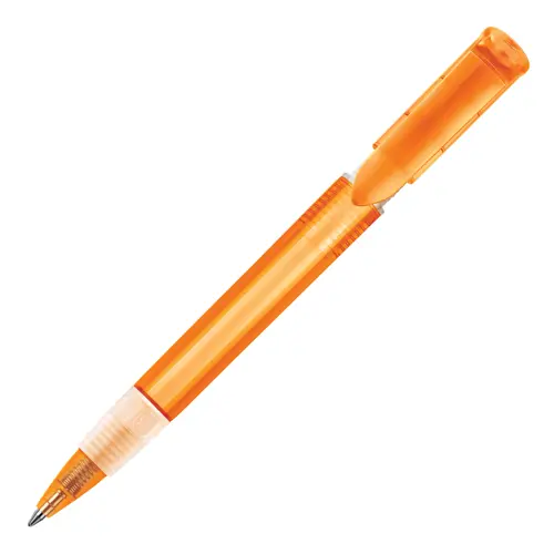 Penna a sfera in plastica transparente con finitura opaca e refill blu