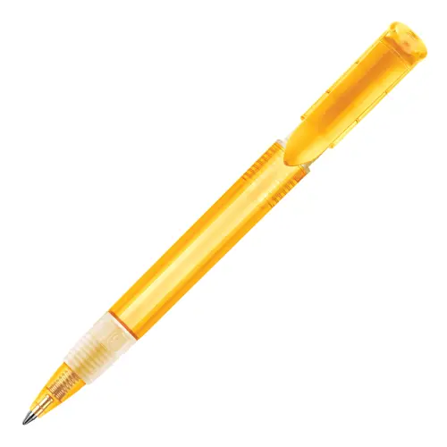 Penna a sfera in plastica transparente con finitura opaca e refill blu