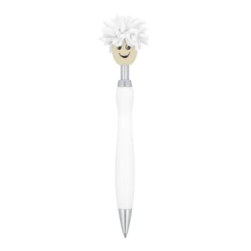 Penna a sfera in plastica con pulsante peloso e refill blu