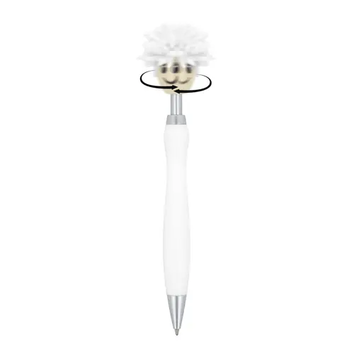 Penna a sfera in plastica con pulsante peloso e refill blu