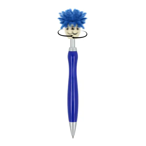 Penna a sfera in plastica con pulsante peloso e refill blu