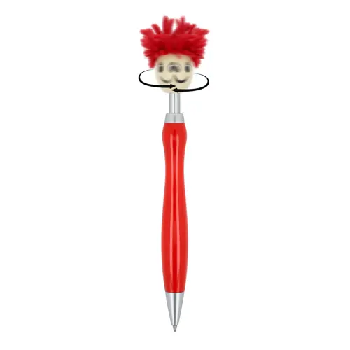 Penna a sfera in plastica con pulsante peloso e refill blu