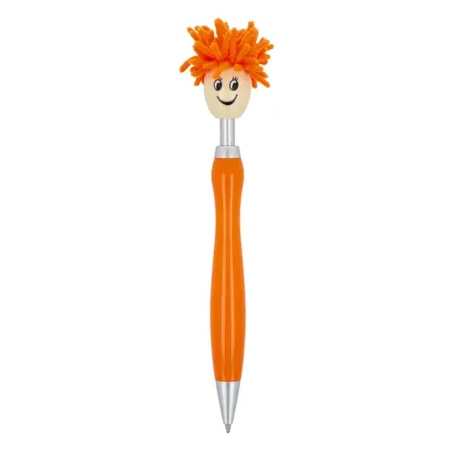 Penna a sfera in plastica con pulsante peloso e refill blu