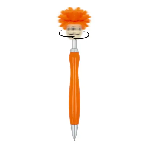 Penna a sfera in plastica con pulsante peloso e refill blu