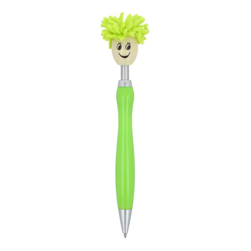 Penna a sfera in plastica con pulsante peloso e refill blu