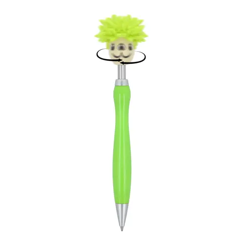Penna a sfera in plastica con pulsante peloso e refill blu