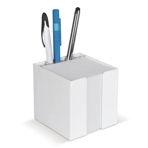 Blocco di carta in vassoio a cubo con portapenne 10x10x10 cm