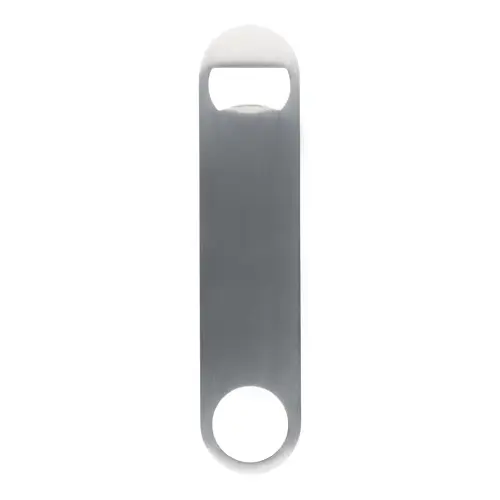 Apribottiglie in acciaio inox con ampio spazio per il marchio
