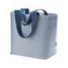 Borsa con soffietto in cotone riciclato 340 gr con effetto melange e manici lunghi colorati