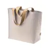 Borsa con soffietto in cotone riciclato 340 gr con effetto melange e manici lunghi colorati
