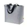 Borsa con soffietto in cotone riciclato 340 gr con effetto melange e manici lunghi colorati