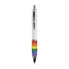 Penna in plastica ABS con fusto bianco impugnatura arcobaleno e refill blu