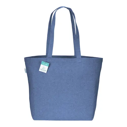 Shopper con soffietto in cotone riciclato 280 gr e manici lunghi 50x17x37cm
