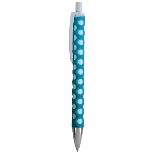 Penna a scatto in plastica con rivestimento a rete gommato e refill blu