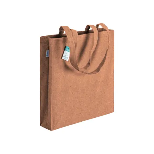 Shopper in cotone riciclato con manici lunghi e soffietto da 190gr 38x42cm