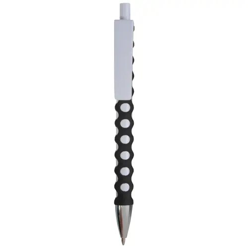 Penna a scatto in plastica con rivestimento a rete gommato e refill blu