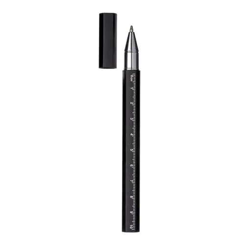 Penna in ABS riciclato con righello e livella a bolla refill nero