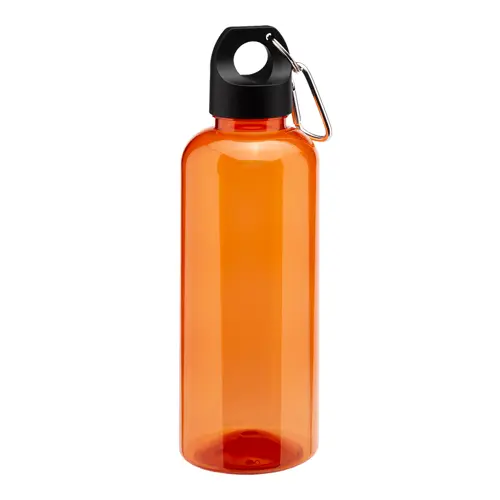 Bottiglia trasparente in RPET con moschettone da 580ml