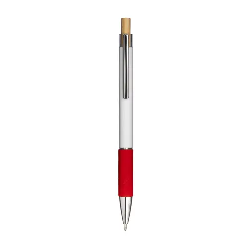 Penna a scatto in alluminio con impugnatura effetto vellutato e refill nero