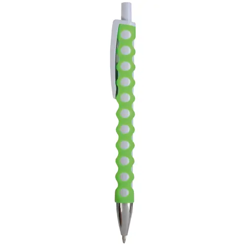 Penna a scatto in plastica con rivestimento a rete gommato e refill blu