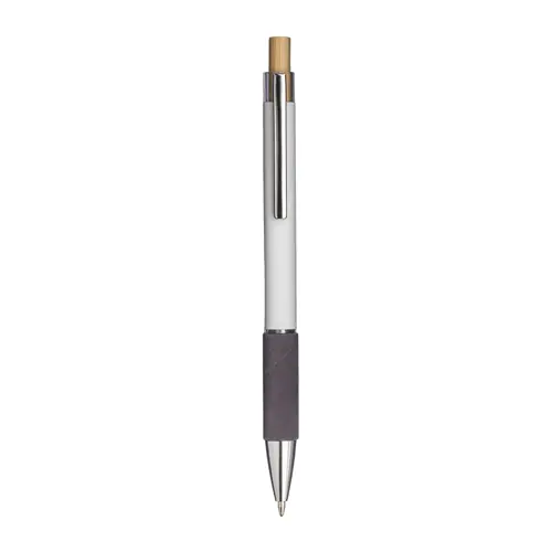 Penna a scatto in alluminio con impugnatura effetto vellutato e refill nero
