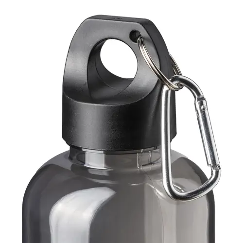 Bottiglia trasparente in RPET con moschettone da 580ml