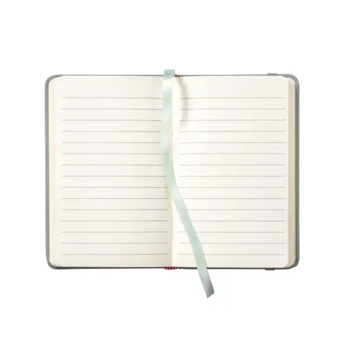 Block Notes con copertina A6  in PU in colori pastello ed elastico di chiusura e 80 fogli a righe