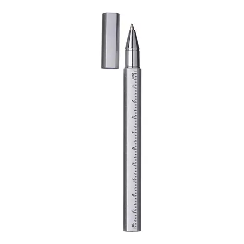 Penna in ABS riciclato con righello e livella a bolla refill nero