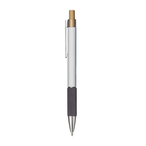 Penna a scatto in alluminio con impugnatura effetto vellutato e refill nero