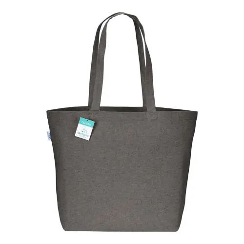 Shopper con soffietto in cotone riciclato 280 gr e manici lunghi 50x17x37cm