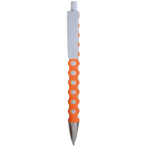 Penna a scatto in plastica con rivestimento a rete gommato e refill blu