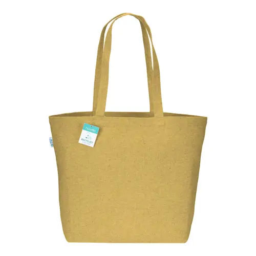 Shopper con soffietto in cotone riciclato 280 gr e manici lunghi 50x17x37cm