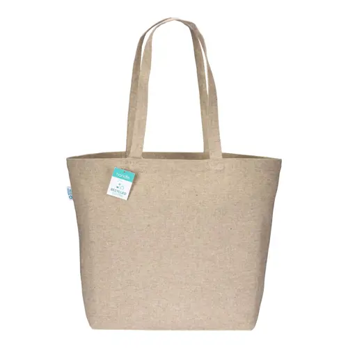 Shopper con soffietto in cotone riciclato 280 gr e manici lunghi 50x17x37cm