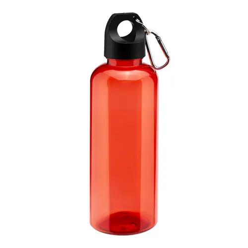 Bottiglia trasparente in RPET con moschettone da 580ml
