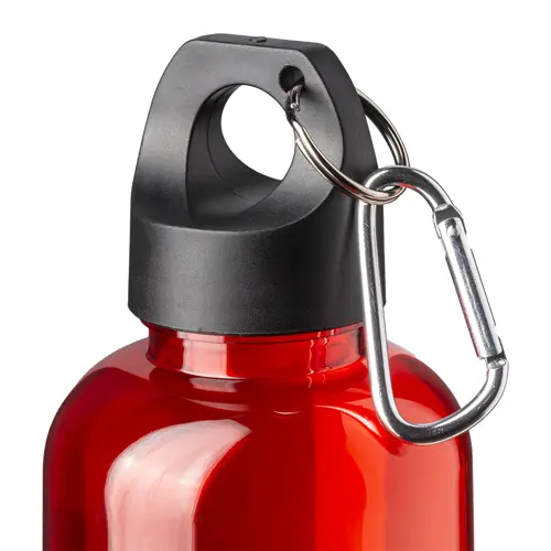 Bottiglia trasparente in RPET con moschettone da 580ml