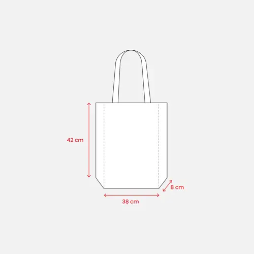 Shopper in cotone riciclato con manici lunghi e soffietto da 190gr 38x42cm