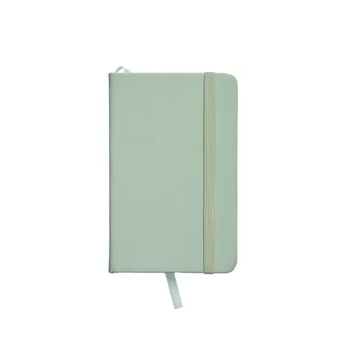 Block Notes con copertina A6  in PU in colori pastello ed elastico di chiusura e 80 fogli a righe