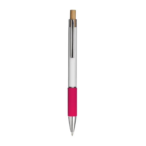 Penna a scatto in alluminio con impugnatura effetto vellutato e refill nero