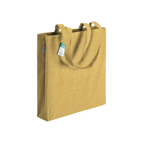 Shopper in cotone riciclato con manici lunghi e soffietto da 190gr 38x42cm