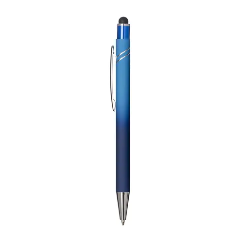 Penna a scatto in alluminio gommato con design sfumato e refill blu