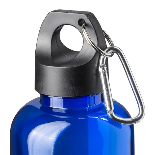 Bottiglia trasparente in RPET con moschettone da 580ml