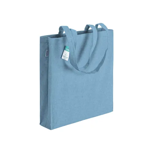 Shopper in cotone riciclato con manici lunghi e soffietto da 190gr 38x42cm