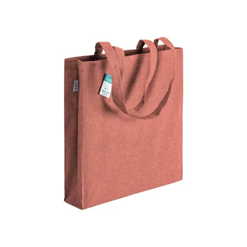 Shopper in cotone riciclato con manici lunghi e soffietto da 190gr 38x42cm