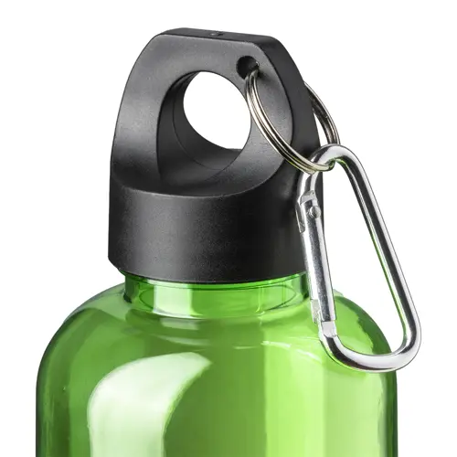 Bottiglia trasparente in RPET con moschettone da 580ml