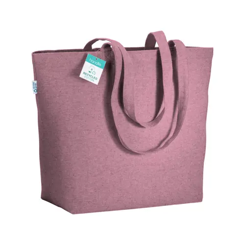 Shopper con soffietto in cotone riciclato 280 gr e manici lunghi 50x17x37cm
