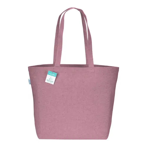 Shopper con soffietto in cotone riciclato 280 gr e manici lunghi 50x17x37cm