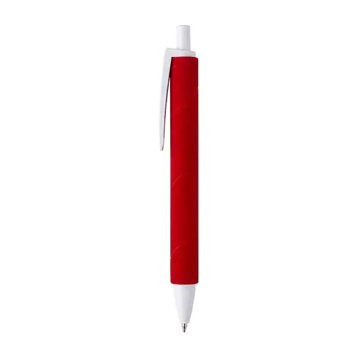Penna a scatto in plastica con fusto effetto vellutato e refill nero