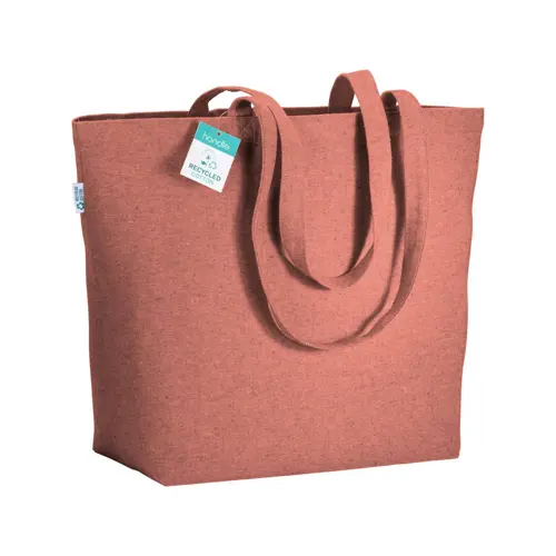 Shopper con soffietto in cotone riciclato 280 gr e manici lunghi 50x17x37cm